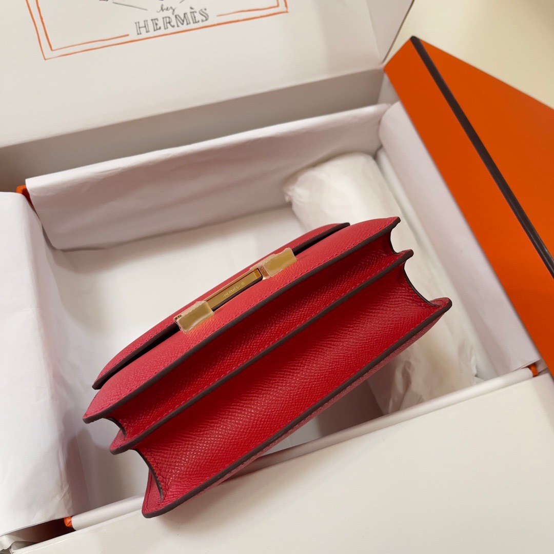 Hermes Constance 18 Mini Shoulder Bag In Red Epsom Leather